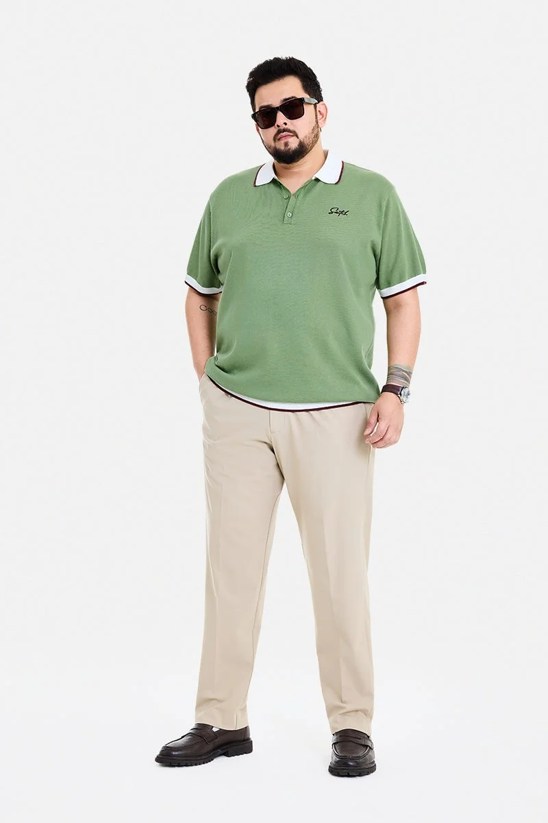سنيتش Green Solid Half Sleeve Regular Fit Casual T-Shirt