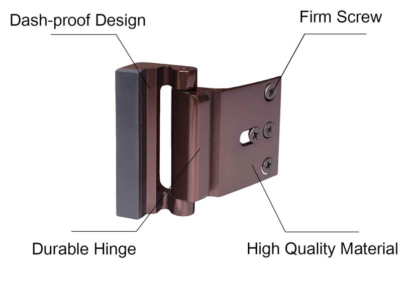 TOYFUL 2 Pack Door Reinforcement Locks with 8 Screws, Home Security Childproof Night Lock Withstands 800 Lbs Brown - Image 2