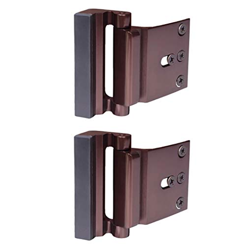 TOYFUL 2 Pack Door Reinforcement Locks with 8 Screws, Home Security Childproof Night Lock Withstands 800 Lbs Brown - Image 1