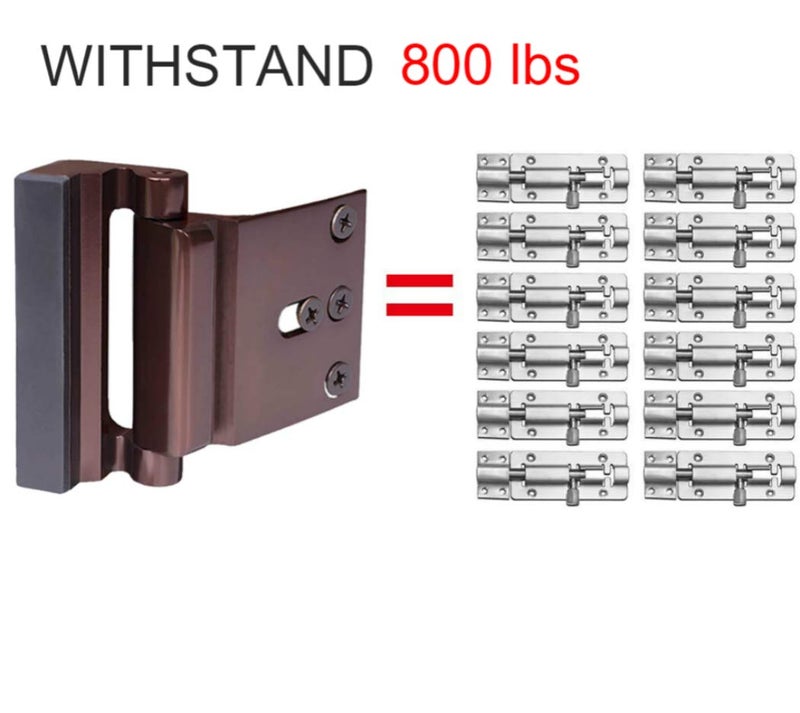 TOYFUL 2 Pack Door Reinforcement Locks with 8 Screws, Home Security Childproof Night Lock Withstands 800 Lbs Brown - Image 3