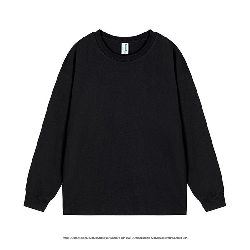400G heavyweight Xinjiang cotton white pure cotton long-sleeved T-shirt for men and women, spring and autumn inner wear loose casual base shirt - Image 1