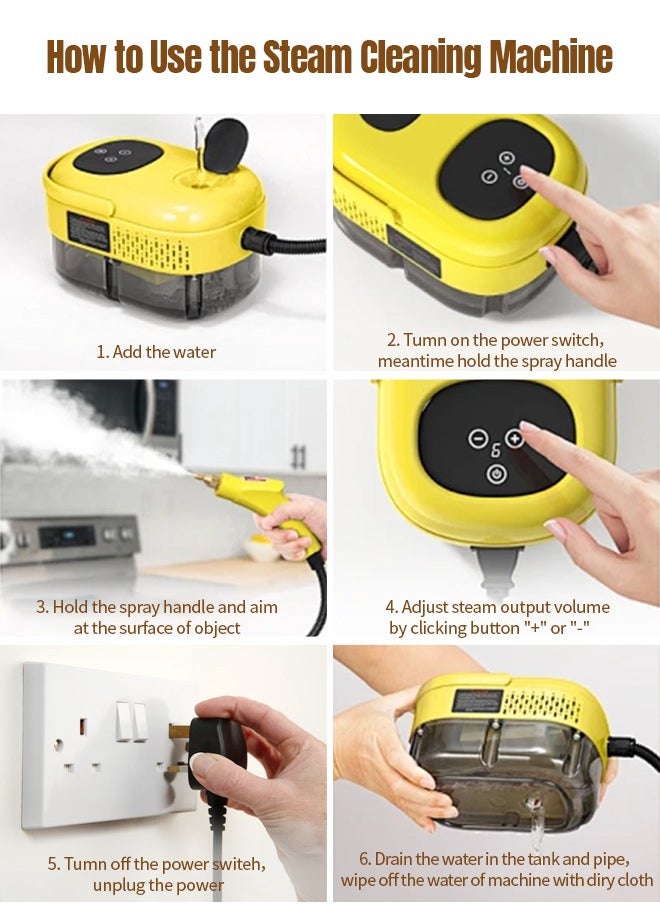 APEX - Handheld Steam Cleaner for home, Steamer for Cleaning, Multipurpose Portable Steam Cleaners Use with Safety Lock and 6 Accessory Kit to Remove Grime, Grease, More, Save Time and Effort - Image 1