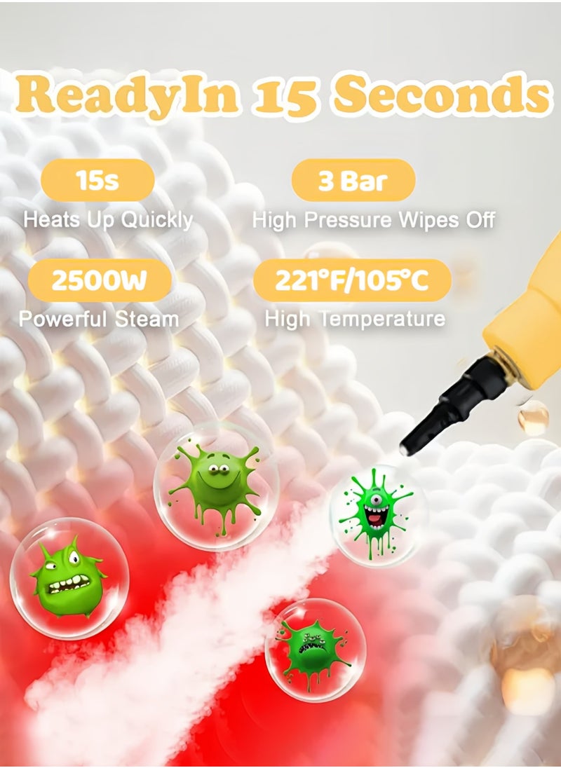 APEX - Handheld Steam Cleaner for home, Steamer for Cleaning, Multipurpose Portable Steam Cleaners Use with Safety Lock and 6 Accessory Kit to Remove Grime, Grease, More, Save Time and Effort - Image 1