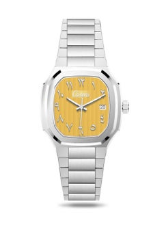 Silver bracelet and Yellow dial