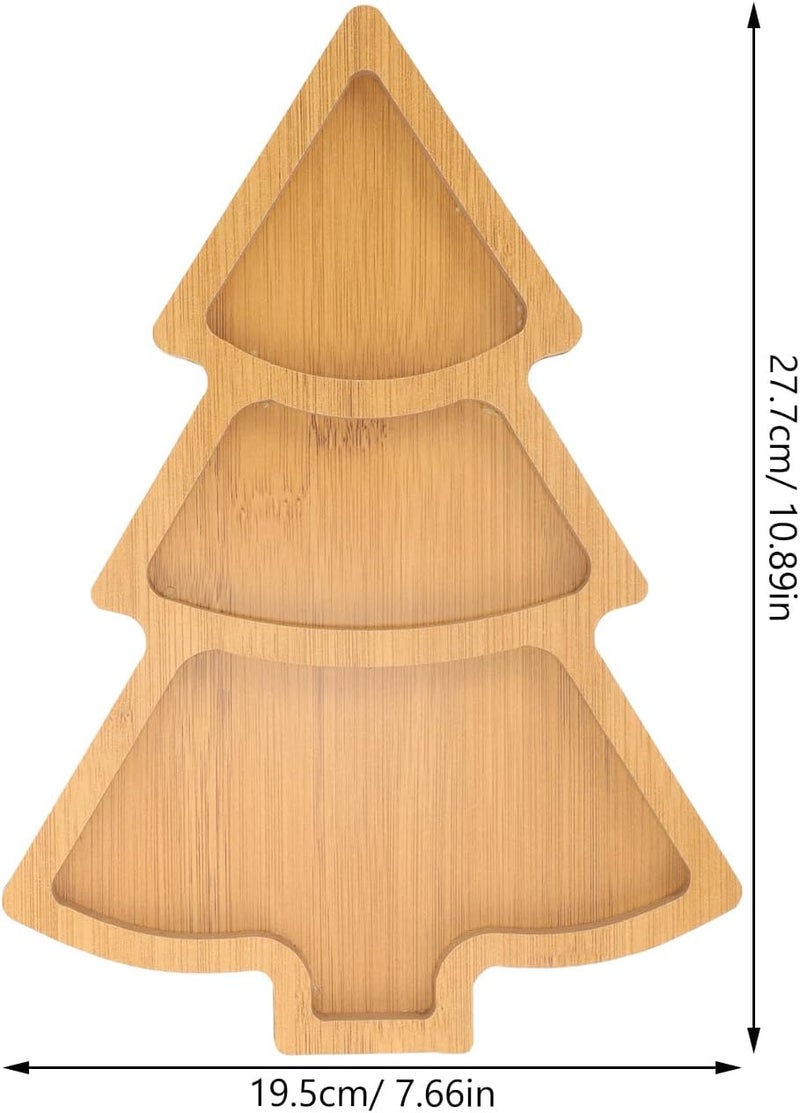Baluue Christmas Wooden Appetizer Tray Christmas Tree Shaped Dish Dessert Board Christmas Tree Appetizer Platter Sushi Serving Tray for Home Restaurant Dessert Dishes Snack - Image 2