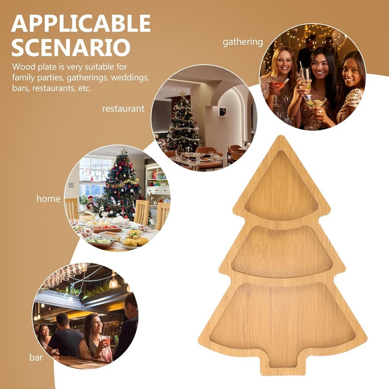 Baluue Christmas Wooden Appetizer Tray Christmas Tree Shaped Dish Dessert Board Christmas Tree Appetizer Platter Sushi Serving Tray for Home Restaurant Dessert Dishes Snack - Image 4