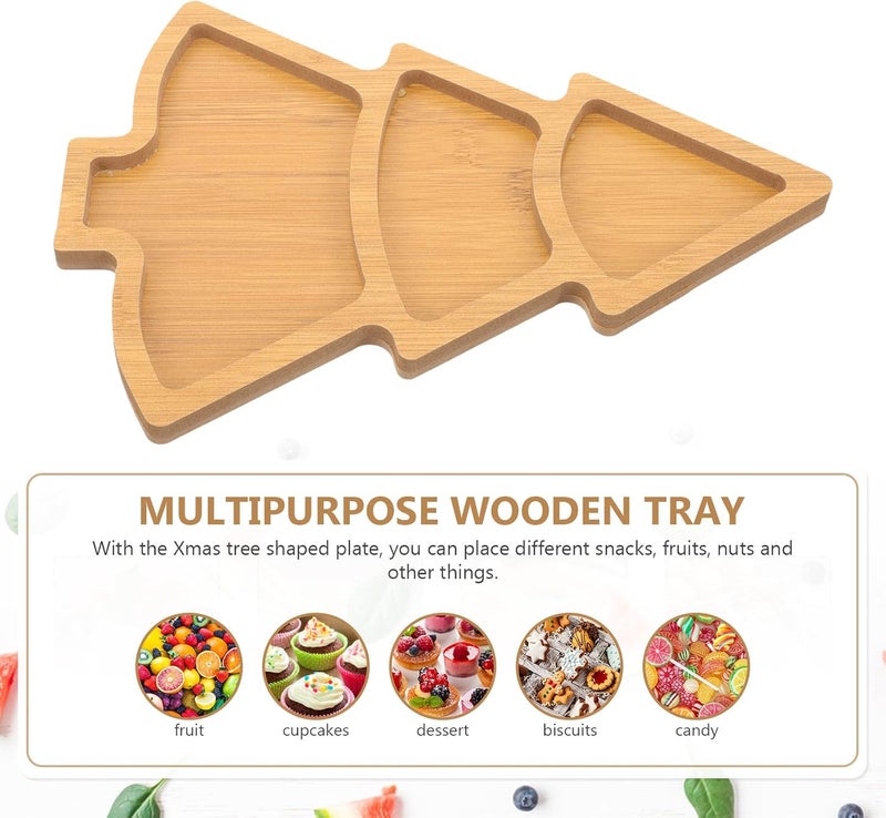 Baluue Christmas Wooden Appetizer Tray Christmas Tree Shaped Dish Dessert Board Christmas Tree Appetizer Platter Sushi Serving Tray for Home Restaurant Dessert Dishes Snack - Image 3