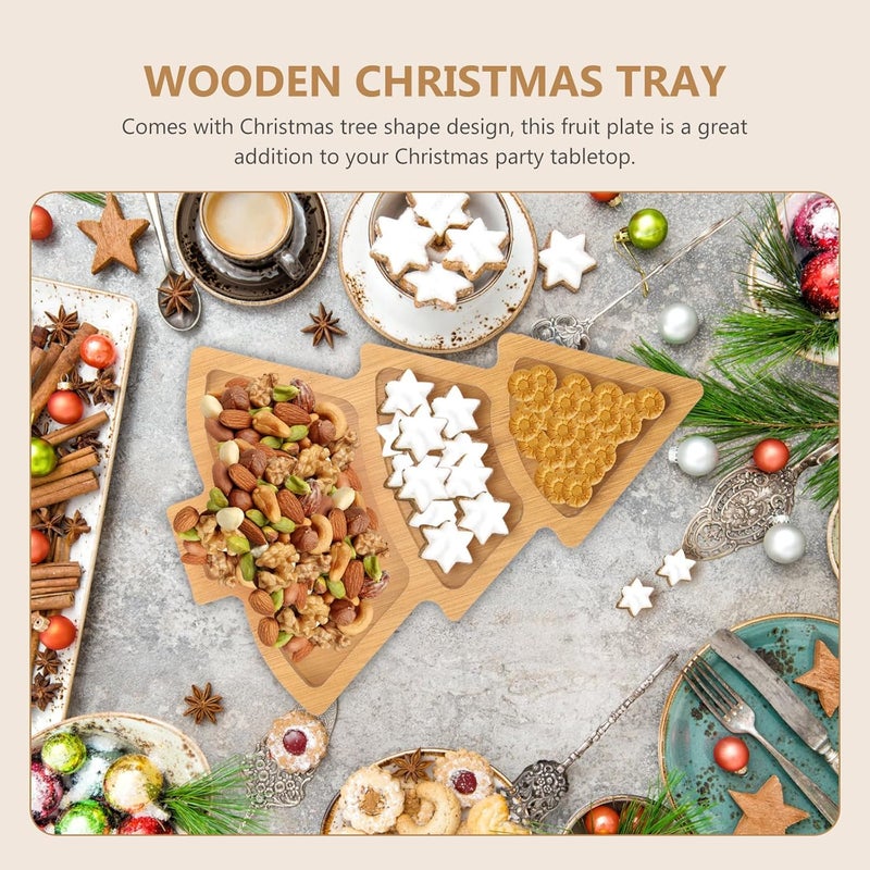 Baluue Christmas Wooden Appetizer Tray Christmas Tree Shaped Dish Dessert Board Christmas Tree Appetizer Platter Sushi Serving Tray for Home Restaurant Dessert Dishes Snack - Image 5