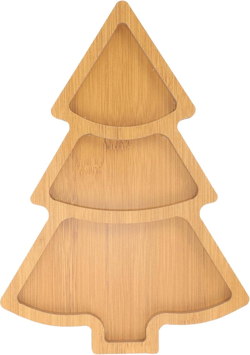 Baluue Christmas Wooden Appetizer Tray Christmas Tree Shaped Dish Dessert Board Christmas Tree Appetizer Platter Sushi Serving Tray for Home Restaurant Dessert Dishes Snack - Image 1