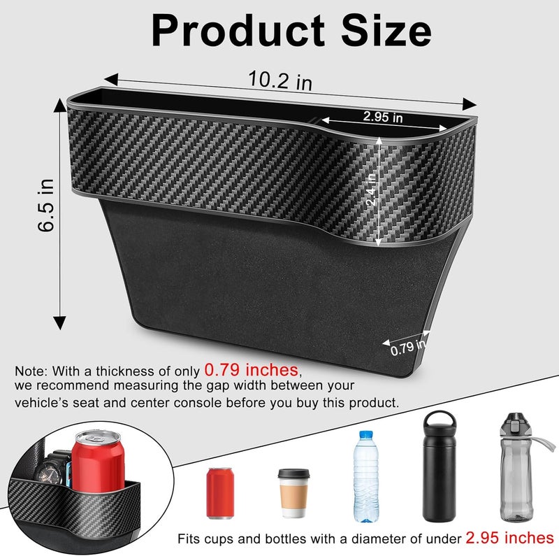 Jiaji Car Seat Gap Filler Organizer, 2 Pack Multifunctional Auto Console Side Storage Box with Cup Holders 2 Seat Hooks for Drink, Car Organizer Front Seat for Holding Phone, Sunglasses - Image 2
