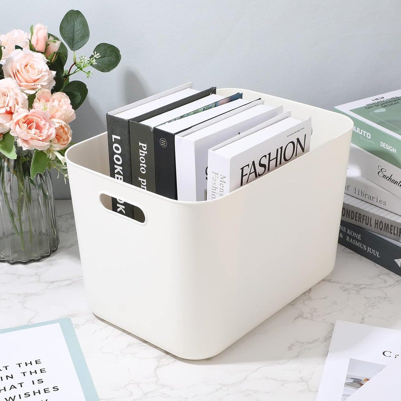 Zopeal Zopeal Plastic Storage Bins 10 Pcs White Pantry Organizer Bins Small Baskets Storage Containers for Home Kitchen 14 x 105 x 95 Inch  - Image 5