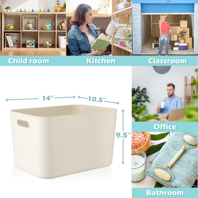 Zopeal Zopeal Plastic Storage Bins 10 Pcs White Pantry Organizer Bins Small Baskets Storage Containers for Home Kitchen 14 x 105 x 95 Inch  - Image 2
