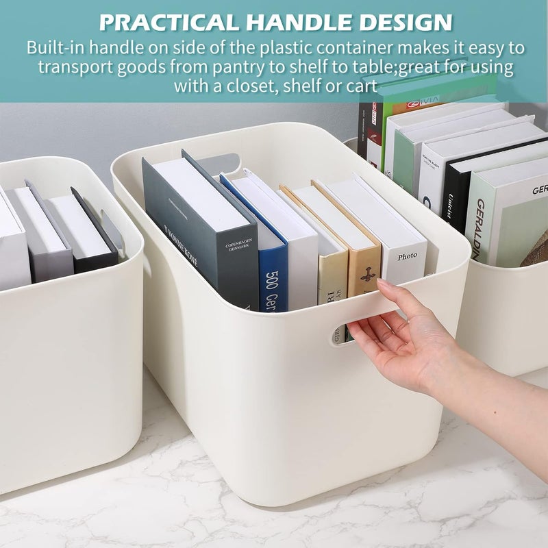 Zopeal Zopeal Plastic Storage Bins 10 Pcs White Pantry Organizer Bins Small Baskets Storage Containers for Home Kitchen 14 x 105 x 95 Inch  - Image 4