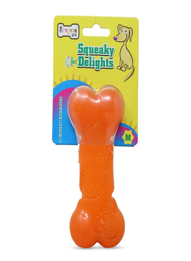 Plushmate EE Toys Squeaky Delights - Dental Bone with Squeaker Toy Chew Bone for Dogs and Puppies - Medium - Image 1