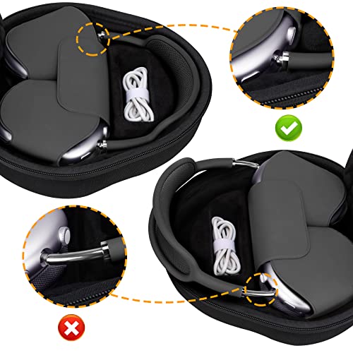 BOVKE Hard Carrying Case with Sleep Mode for Apple AirPods Max Wireless Over-Ear Headphones, AirPods Max Protective Portable Storage Bag with Mesh Pocket for Headphone Accessories, Black - Image 4