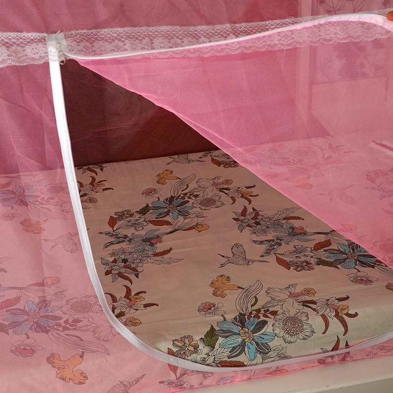 WNE Jaliwale Mosquito Net for Single Bed Foldable Machardani, Lightweight Polyester 30GSM Strong Net, Pink Color (6.5feet x 4feet) - Image 4