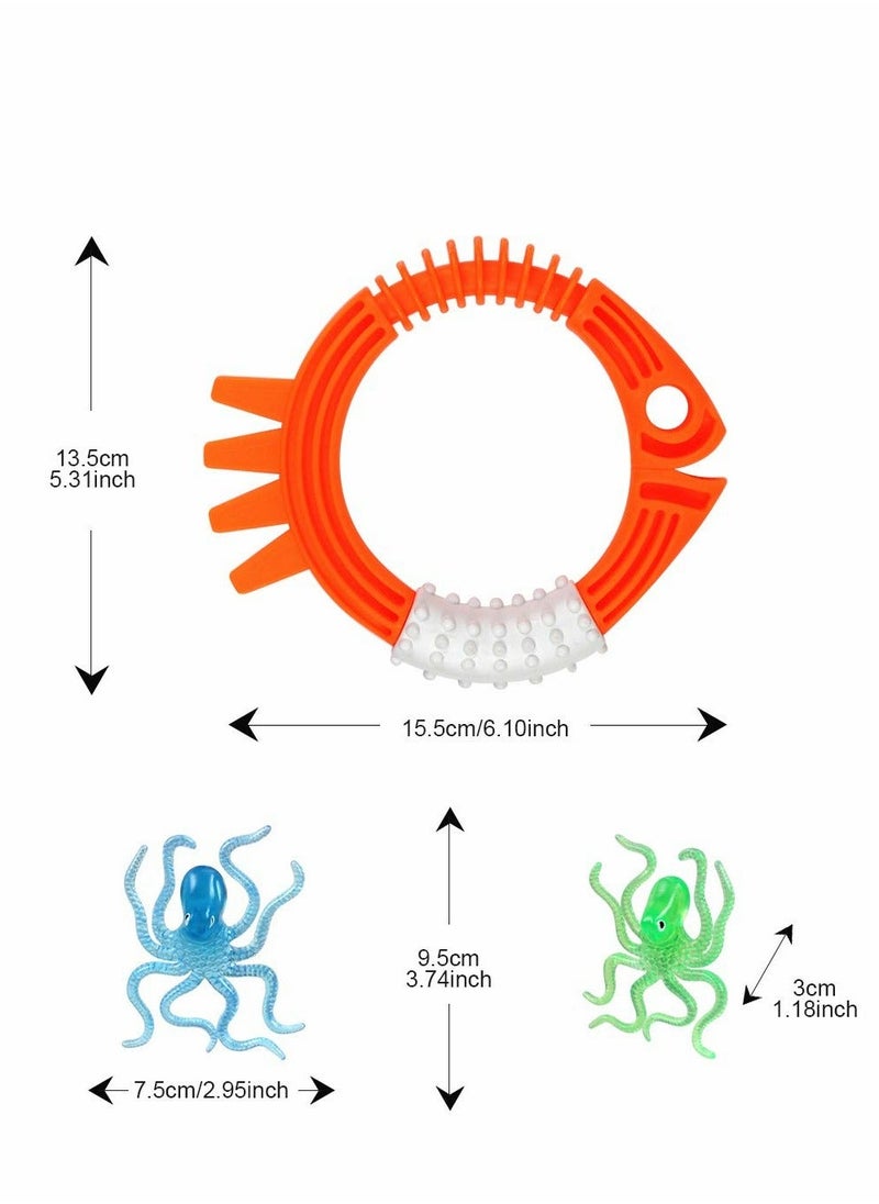 Diving Toys, Swimming Pool Toy Set Underwater kits, Rings and 3pcs Octopuses, Dive Gifts for Kids, Sinkers Game Training  - Image 2