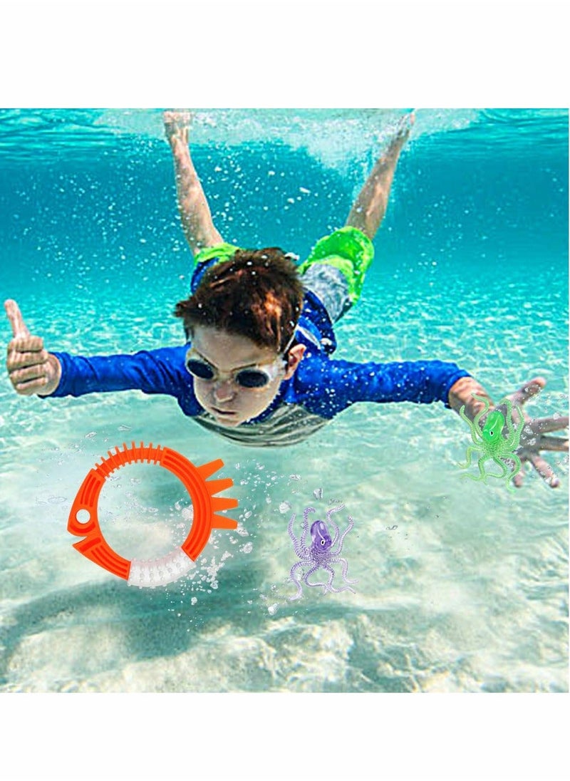 Diving Toys, Swimming Pool Toy Set Underwater kits, Rings and 3pcs Octopuses, Dive Gifts for Kids, Sinkers Game Training  - Image 4
