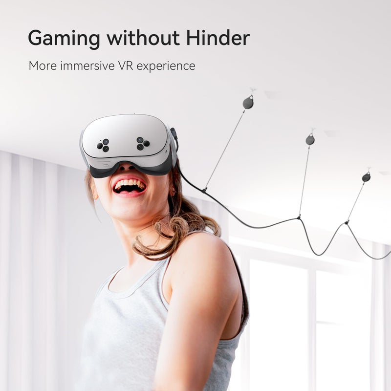 KIWI design VR Cable Management, 6 Packs VR Pulley System Compatible with Quest 3S/3/2/1/Pico/PSVR/PSVR2 - Image 2