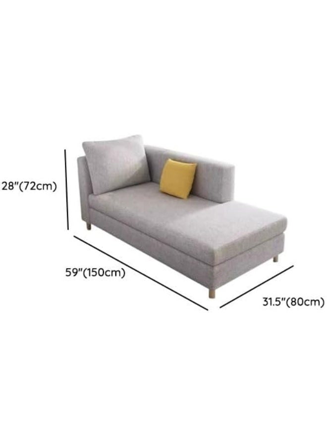 Poppins Home Simple Solid Chaise Lounge Sofa with Square Arms & 2 Pillows  - Image 2