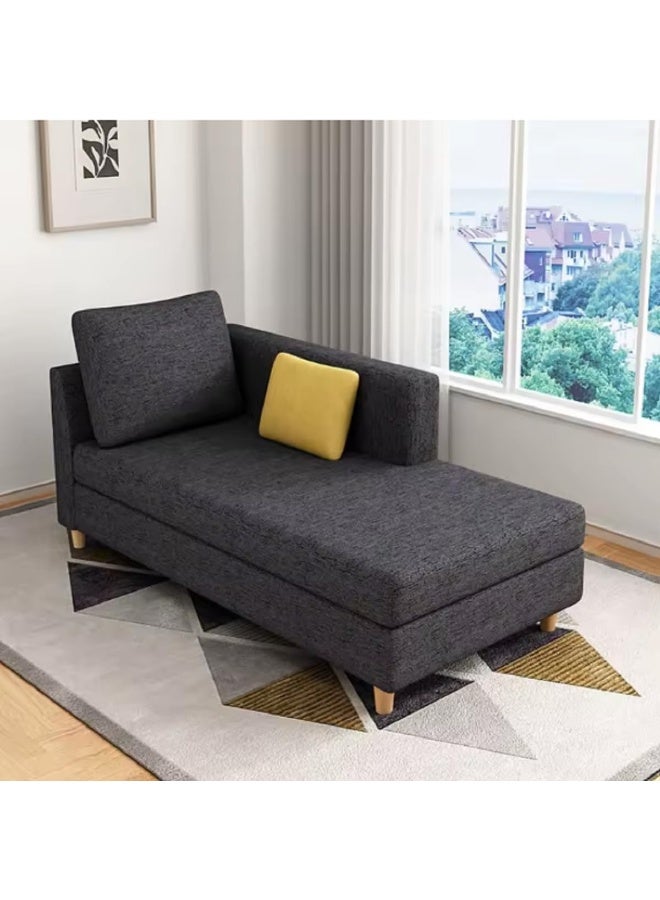 Poppins Home Simple Solid Chaise Lounge Sofa with Square Arms & 2 Pillows  - Image 1