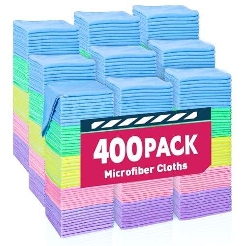 TEAWOO Microfiber Towels Bulk400 Pack Cleaning Cloths Microfiber Towels for Cars Cleaning Rags 5 Colors Assorted 12x12 inches - Image 2