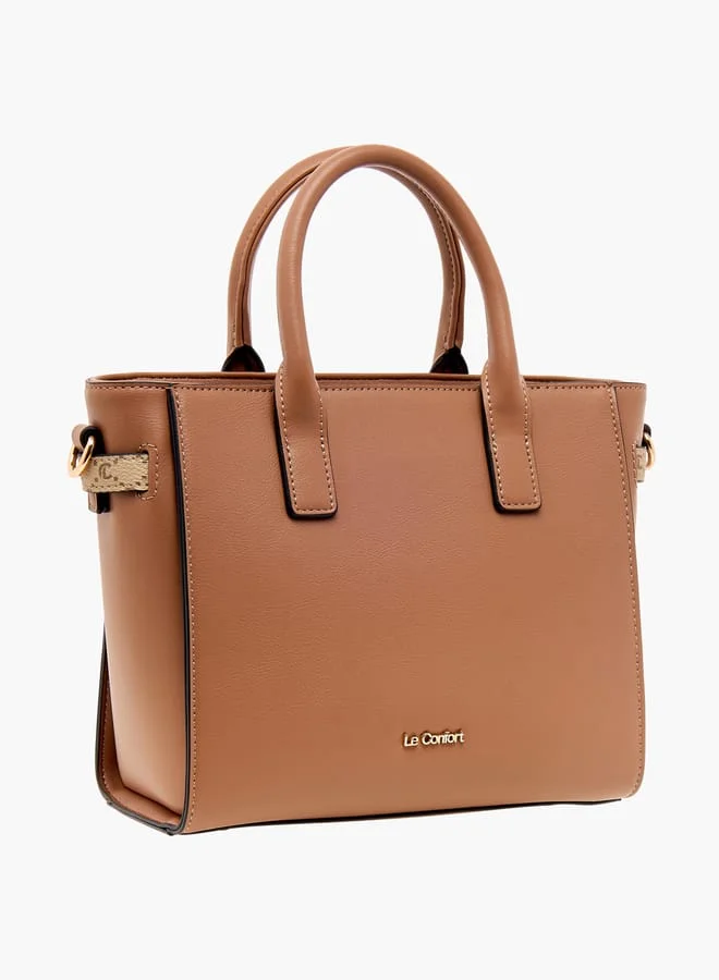 Le Confort Women Monogram Print Tote Bag with Zip Closure and Handles