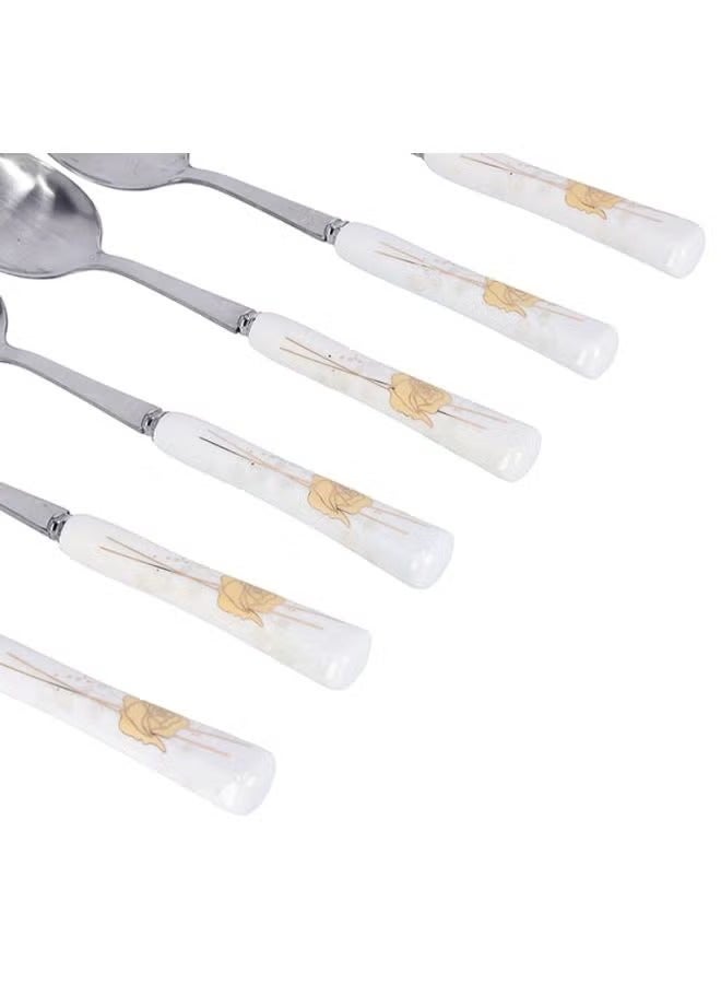 DELCASA 6-Piece Dinner Spoon Set White/Yellow  - Image 4
