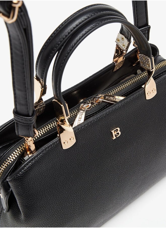 Flora Bella By Shoexpress Monogram Print Tote Bag with Zip Closure and Double Handle  - Image 3