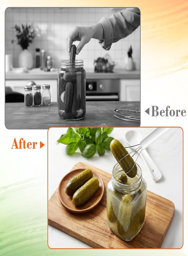 Elegaperma 3 Pcs Pickle Picker, Pickle Grabber Tool for Jar with Stainless Steel Claw, Pickles Pincher No Mess Easy Use for Kimchi Jar Fruit Pickling Can Kitchen Gift (White) - Image 5