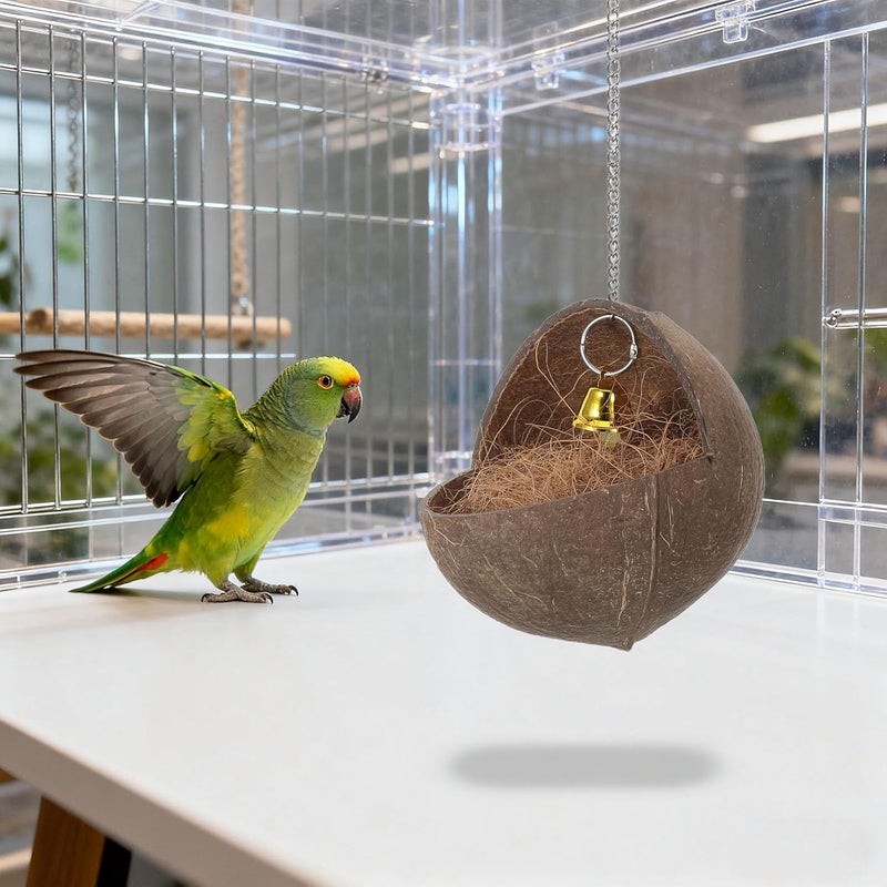 Natural Coconut Shell Bird Nest House Bed Breeding Nesting for Bird Parrot Budgie Parakeet Conure Lovebird Canary Finch - Image 4