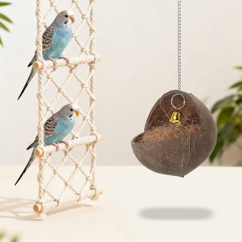 Natural Coconut Shell Bird Nest House Bed Breeding Nesting for Bird Parrot Budgie Parakeet Conure Lovebird Canary Finch - Image 5