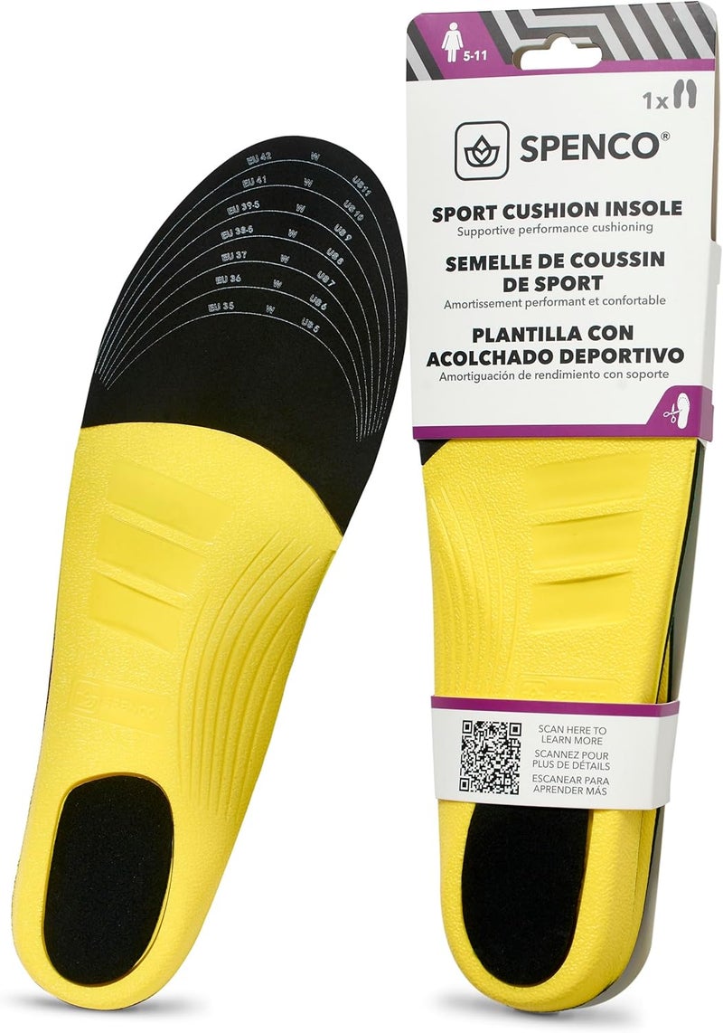 Spenco Sport Cushion Insole, Trim to Fit, Men's 7-13 / Women's 5-11