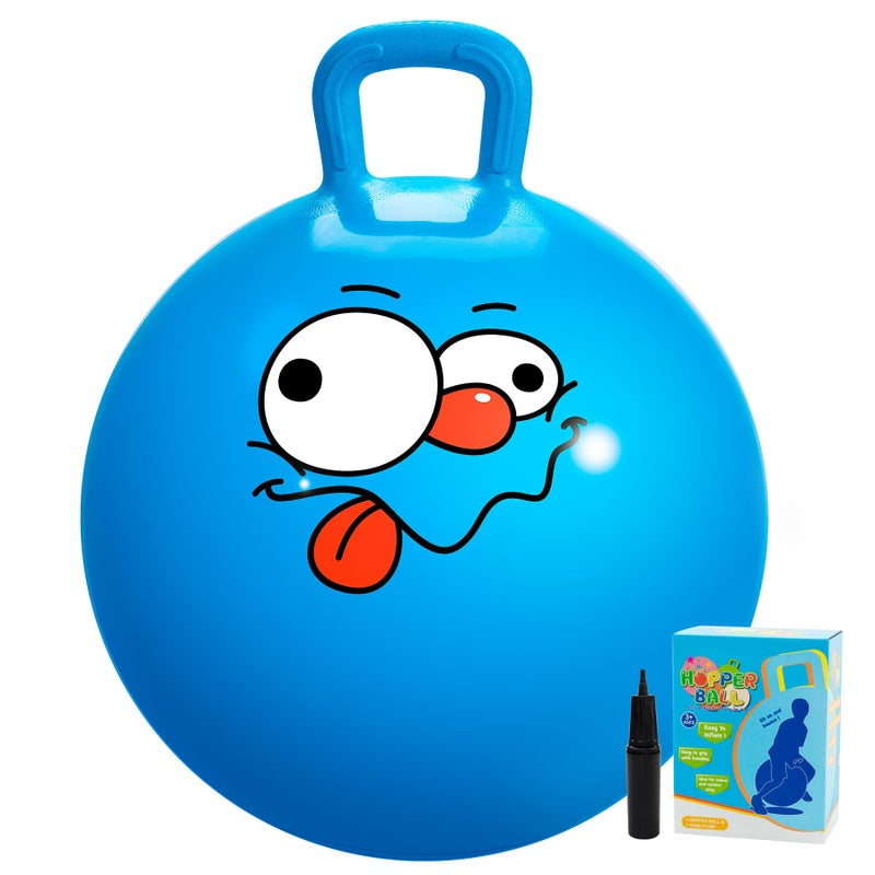 U&C Planet UC Planet Hopper Ball 20 inches Bouncy Ball with Handle for Kids Age 59 Hoppity Hop Sit and Bounce Jumping Hopping Toy with Pump and Gift Box Great Gift for Birthday Christmas Blue - Image 3