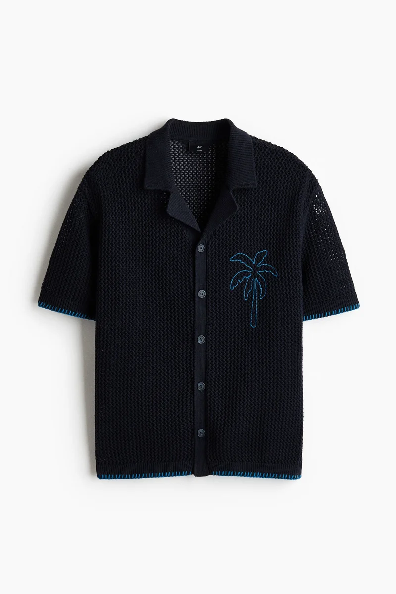 H&M Relaxed Fit Hole-knit resort shirt