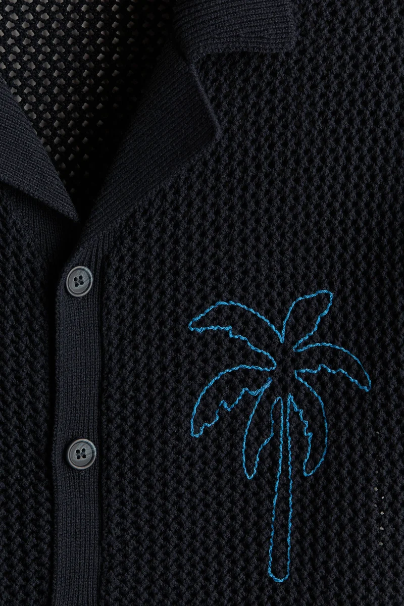 H&M Relaxed Fit Hole-knit resort shirt