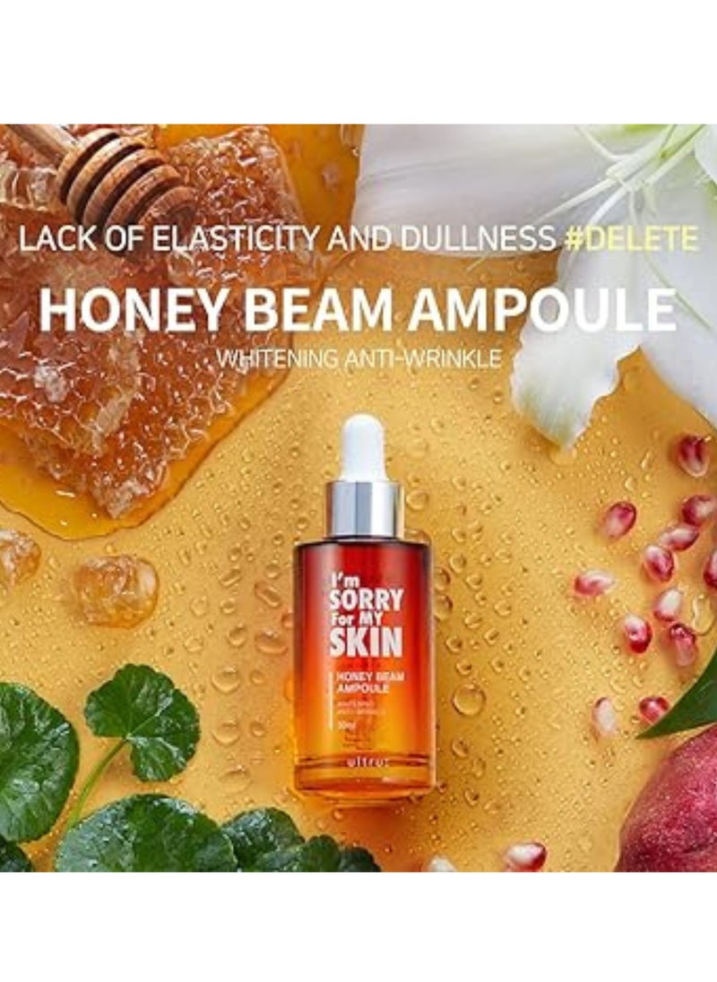I'm SORRY For MY SKIN - I'm Sorry For My Skin Honey Beam Ampoule 30ml – Korean Skincare Anti-Aging Serum with Whitening and Wrinkle-Reducing Effects – Contains 10,000ppm Royal Jelly Honey Extract - Image 1