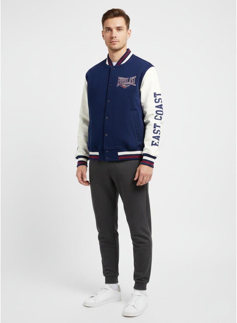 EVERLAST جاكيت رجال إيفرلاست الجامعي - أزرق Navy وأبيض بتصميم Letterman من الساحل الشرقي - Image 5