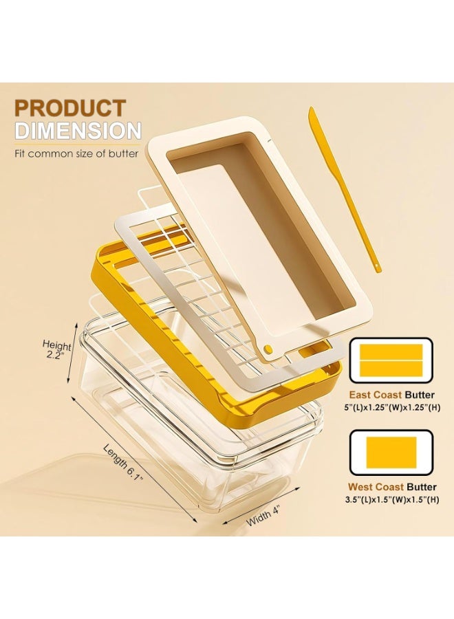 Butter Cutter Slicer with Lid and Knife for Countertop and Refrigerator, Airtight Butter Keeper Container,Easy Cutting & Storing 7.9oz （225g)Sticks, Perfect for Home Kitchen - Image 2