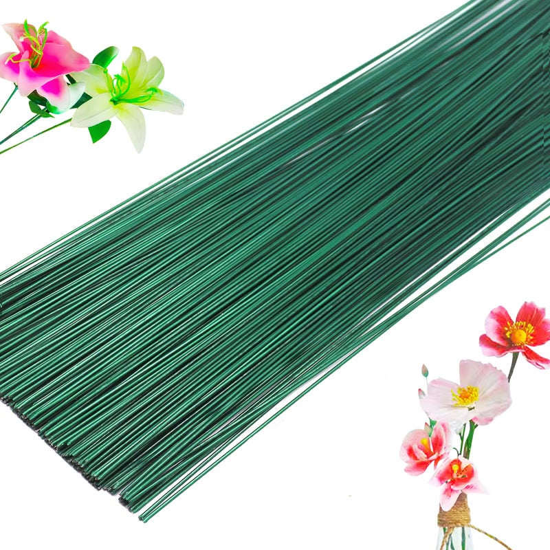 Jgalnim 300 PCS 22 Gauge Floral Flower Stem Wire,16 Inches Florals Stem Wire Flower Arrangements,Floral Wires for Florist Flowers Arrangement Bouquent Stems Wrapping and DIY,Dark Green - Image 1