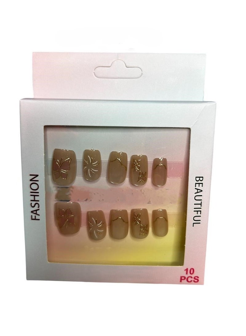 Generic 10 Pack Cat Eye False Nails - Unique Design Double Face Adhesive 