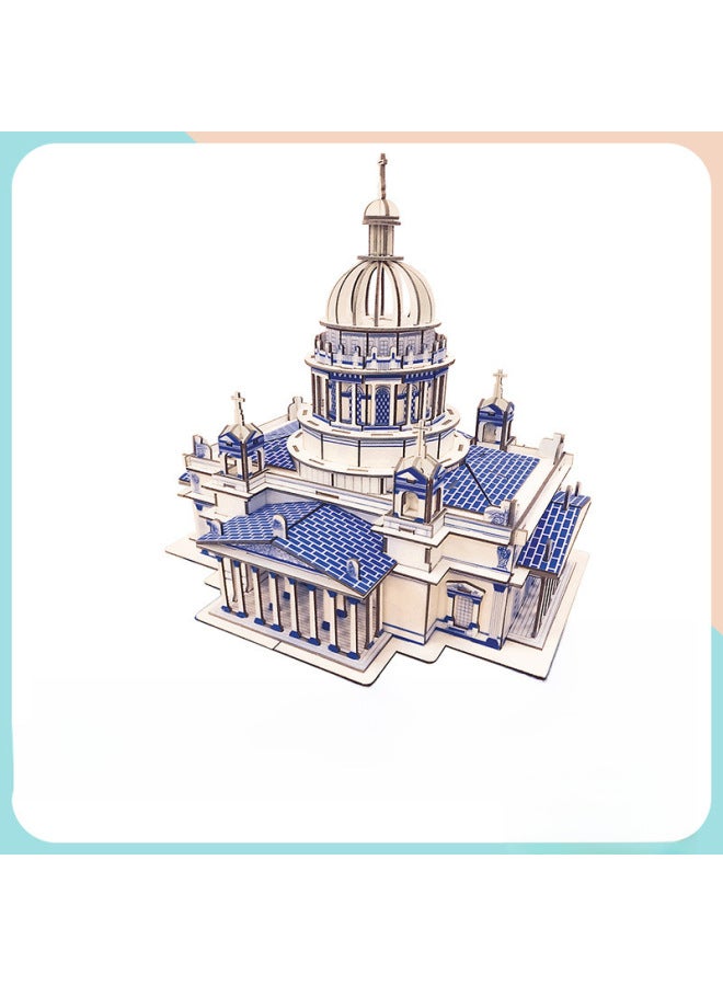 College Students Gift Wooden 3D Three-dimensional Jigsaw Puzzle Ancient Building Model DIY Educational Toys Stall Supply-Color:Church Of Christ - Image 1