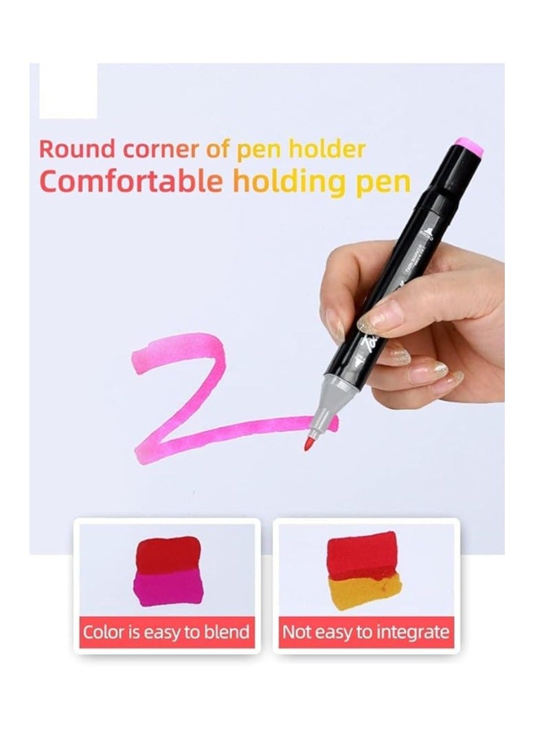 Touch Vinsh Enterprise Alcohol Brush Markers,48 Colors Art Markers Sketch Pens With Dual Tips Fine&Broad Chisel,Art Supplies For Coloring,Sketching,And Drawing With Marker Case,Multi-Coloured - Image 3