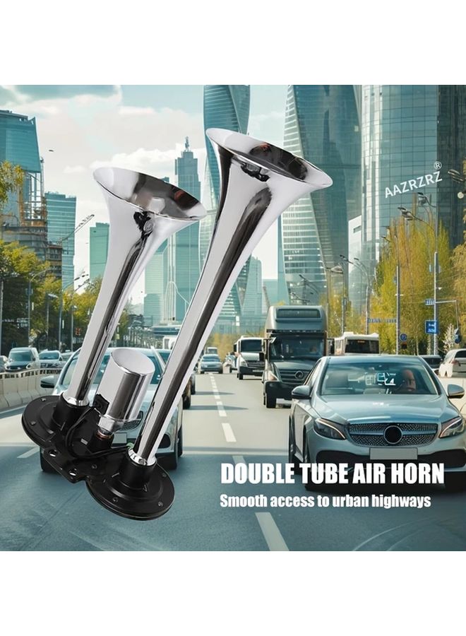 12V Dual Trumpet Air Horn Kit With Compressor ABS Material Universal Fit 1pc - Image 4