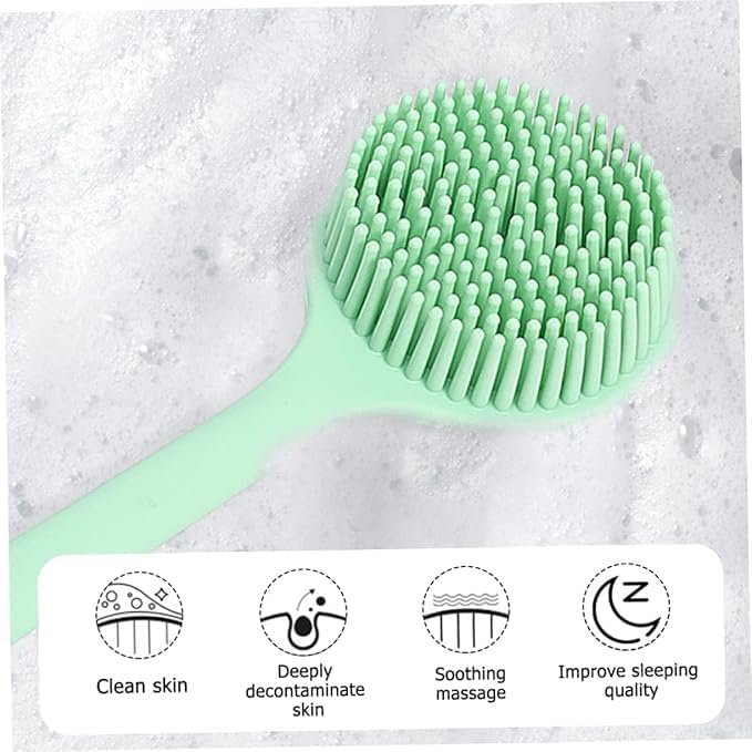 Fruhrer Silicone Back Scrubber for Shower, Lengthen Bath Body Brush with Long Handle, Double Sided Shower Brush for Shower Exfoliating and Massage Can Produce Rich Foam - Image 4