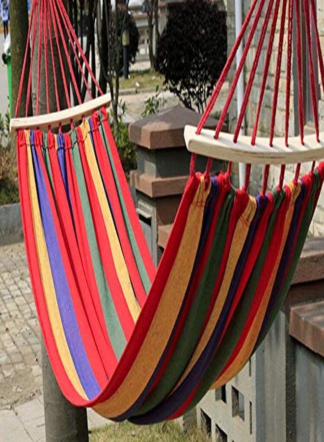 Vruta Double Wide Hammock Cotton Soft Woven Bed for Supreme Comfort Fabric Travel Camping Hammock for Backyard, Porch, Outdoor or Indoor Use (256 x 100cm) - Image 2