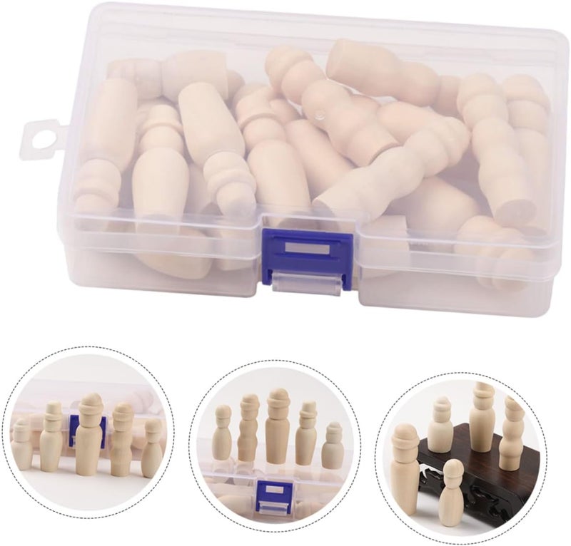 Angoily 1set Creative DIY Wooden Dolls Unfinished Puppets for Painting and Craft Projects Natural Craft Figures for Fun Art Activities and 20pcs - Image 1