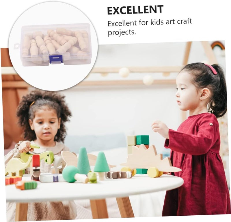 Angoily 1set Creative DIY Wooden Dolls Unfinished Puppets for Painting and Craft Projects Natural Craft Figures for Fun Art Activities and 20pcs - Image 2