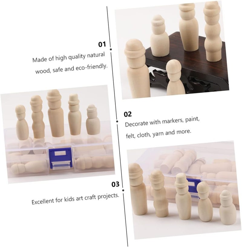 Angoily 1set Creative DIY Wooden Dolls Unfinished Puppets for Painting and Craft Projects Natural Craft Figures for Fun Art Activities and 20pcs - Image 4