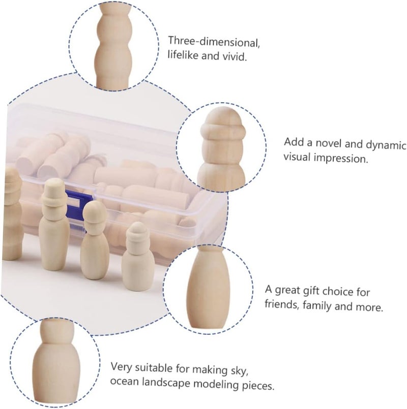 Angoily 1set Creative DIY Wooden Dolls Unfinished Puppets for Painting and Craft Projects Natural Craft Figures for Fun Art Activities and 20pcs - Image 3